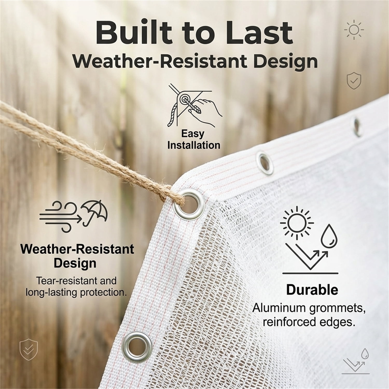 Shade Cloth for Garden, Artrylin 50% Mesh Tarp with Grommets, Breathable Sun Shade Cloth for Greenhouse, Plants Cover, Patio, Chicken Coops, HDPE Shade Net for Outdoor UV Resistant (6.5x9.8ft)