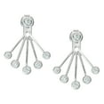 thumbnail image 2 of Rhodium On 925 Sterling Silver Clear Cubic Zirconia 2 in 1 Stud & Jacket Ear Cuff Earrings, 2 of 3