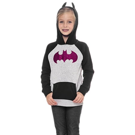 Girls Batgirl Hoodie Sweatshirt with Ears - DC Comics Black