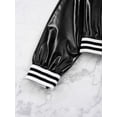 thumbnail image 3 of HULIJA Girls Boys Shiny Metallic Long Sleeve Bomber Jacket Jazz Hip-hop Street Dance Top Coat Black 14, 3 of 8