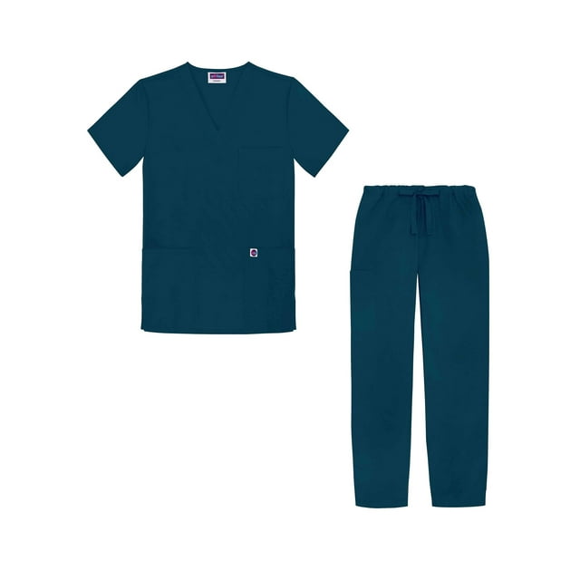 Sivvan Unisex Classic Scrub Set V-neck Top/Drawstring Pants Available in 12 Solid Colors