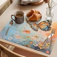 thumbnail image 3 of Placemat Set of 6 Orange Butterfly Flowers Placemats for Dining Table Blue Modern Art Washable Table Mats for Kitchen and Party Decor Indoor & Outdoor Use, 3 of 8