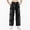 A-Black99, variant on Womens Side Snap Stripe Pant Wide Leg Full Length Drawstring Waist Trouser Smooth Casual Street Pants