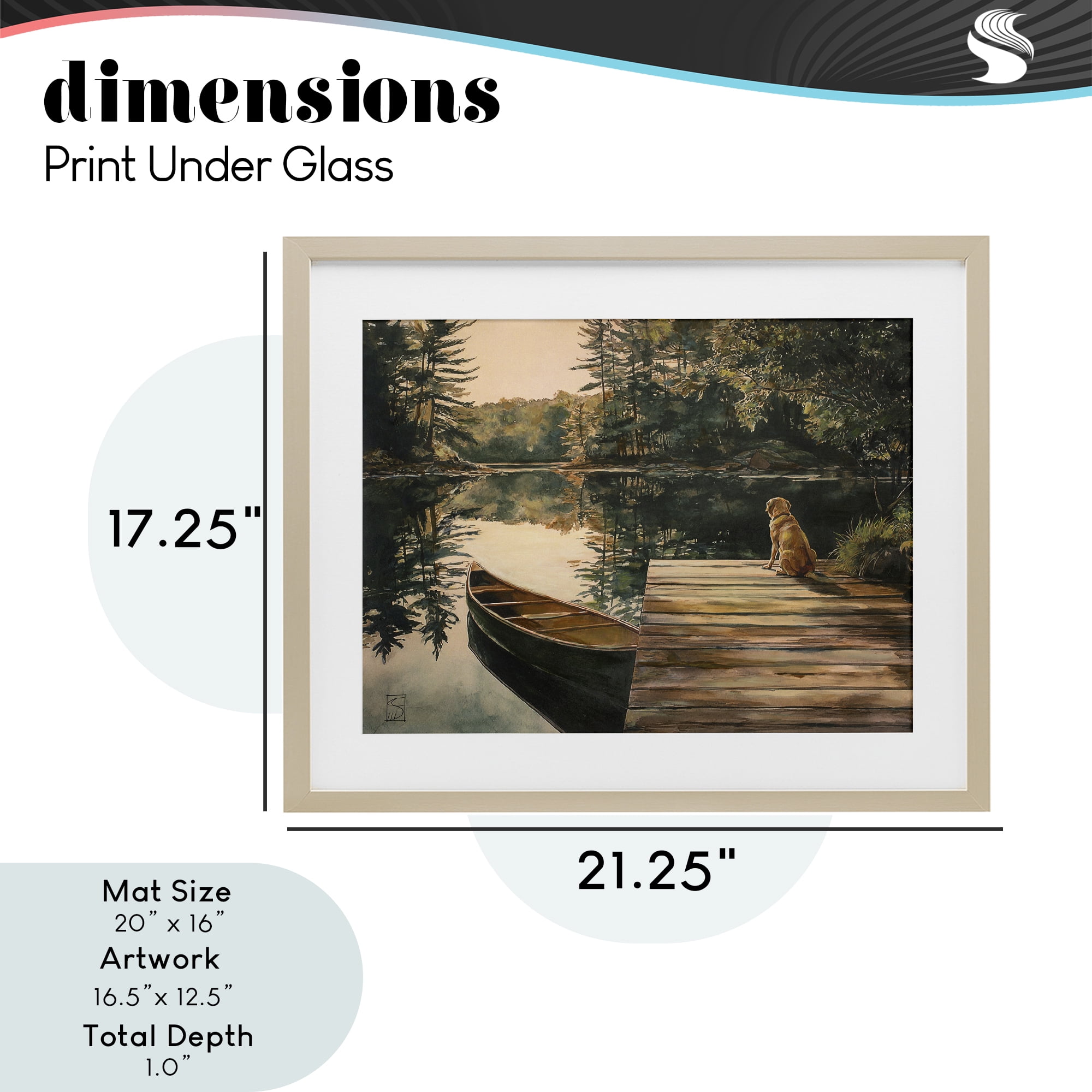 Lake Life at Sunset Birch Framed Print Under Glass, design by Sara Culpepper