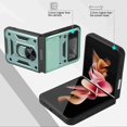 thumbnail image 4 of Dteck Case for Samsung Galaxy Z Flip 3 (2021), Galaxy Z Flip 3 5G Case with Slide Cover Protection & Ring Holder Stand/Kickstand Case, Green, 4 of 8