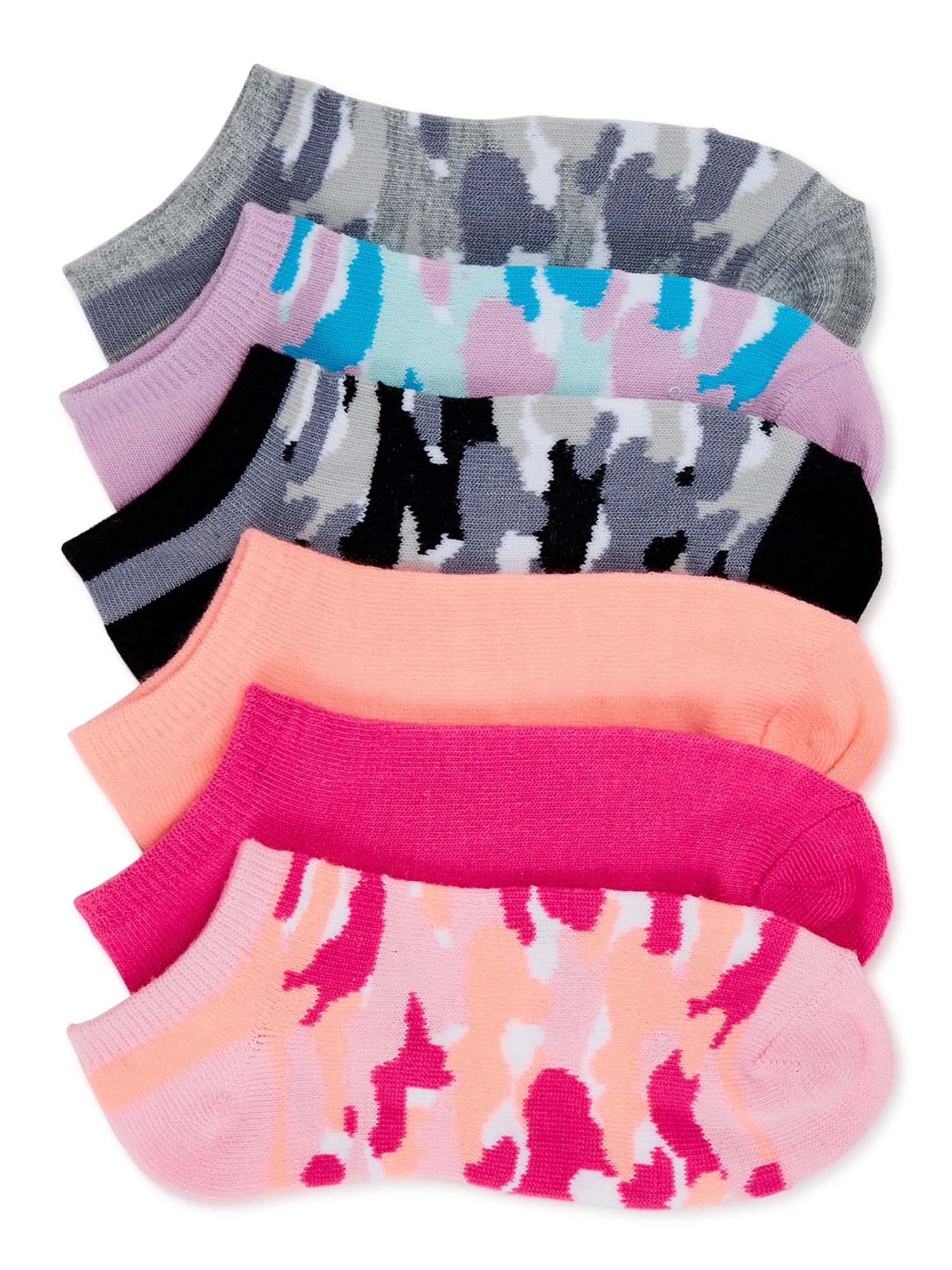 Wonder Nation Girls No Show Socks, 12-Pack, Sizes S-L