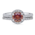 thumbnail image 2 of BERRICLE Sterling Silver Halo Wedding Engagement Rings Red Orange Round Cut Cubic Zirconia CZ Kaleidoscope Ring Set for Women, Rhodium Plated Size 9.5, 2 of 10