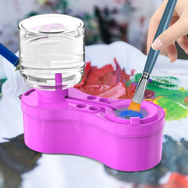 Suministros de limpieza de brochas de pintura, soporte para brochas de pintura, caja de lavado, herramienta de limpieza de pintura para adolescentes c Rosa
