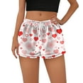 thumbnail image 3 of Womens Pajama Shorts Heart Print Flannel Bottoms Drawstring Waist Lounge Casual Comfy Spring Sleep Shorts M Polyester, 3 of 3
