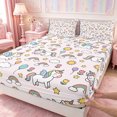 thumbnail image 5 of Manfei Cartoon Unicorn King Sheets 4pcs,Cute Rainbow Flowers Bedding,1 Flat Sheet,1 Fitted Sheet and 2 Pillowcases, 5 of 6