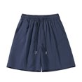 thumbnail image 5 of KPOPLK Mens Casual Shorts Cotton Drawstring Shorts Summer Beach Stretch Twill Chino Golf Shorts S-5XL Size XL,Navy, 5 of 6