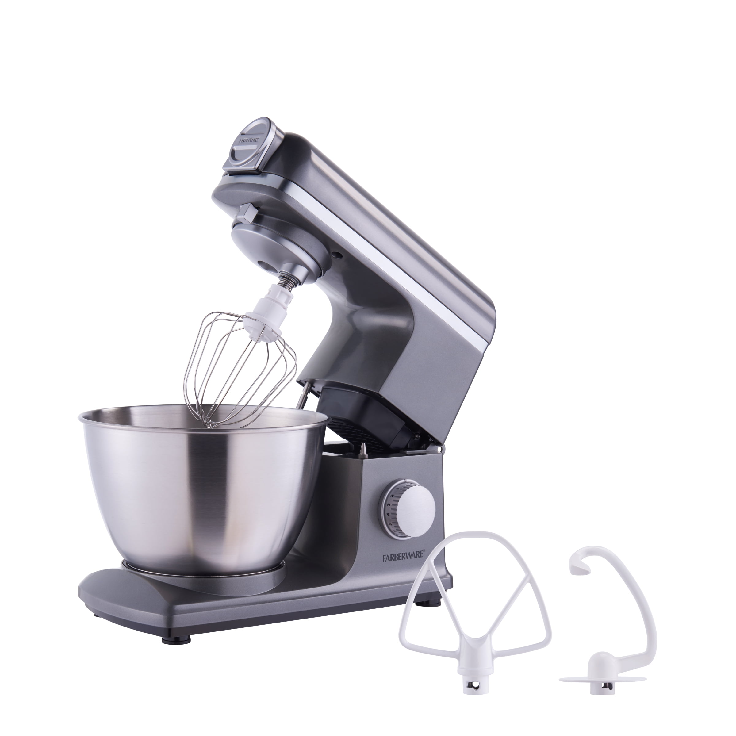 Farberware 5 Quart 600W 6-Speed Professional Stand Mixer with Beater, Dough  Hook and Whisk-New