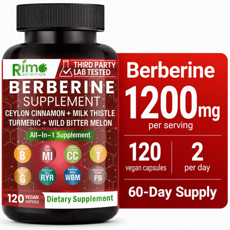 Rimo Nutrition - Berberine with Ceylon Cinnamon - Berberine Supplement - Bitter Melon - Red Yeast Rice, 120 Capsules Non-GMO and Gluten Free