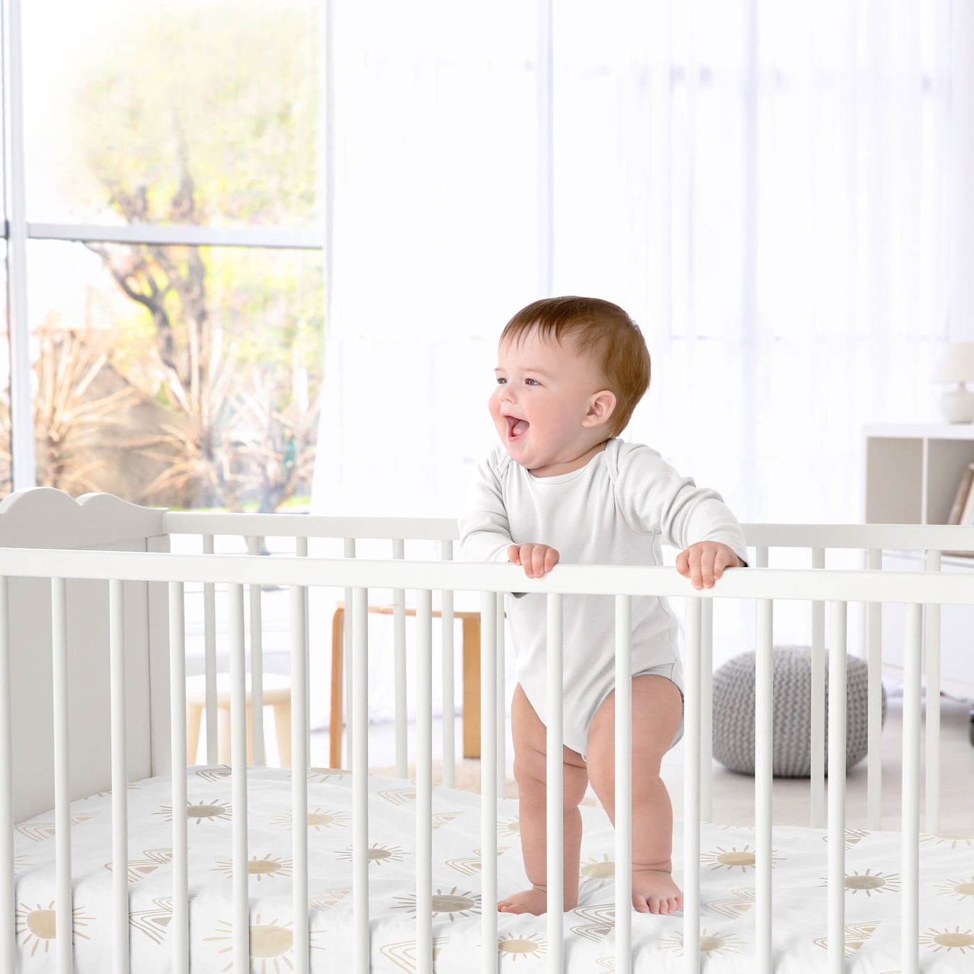 Sweet Jojo Designs Desert Sun Beige and Taupe Fitted Crib Sheet