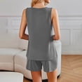 thumbnail image 4 of Summer Akafmk Summer Pajama Sets for Womens 2 Piece Lounge Sleepwear,Round Neck Sleeveless Pleated Blouses Tops and Wide-Leg Shorts Solid Color Women Sets Clothing Outfit, 4 of 4