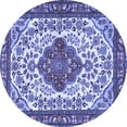 thumbnail image 1 of Ahgly Company Machine Washable Indoor Round Medallion Blue Traditional Area Rugs, 3' Round, 1 of 4