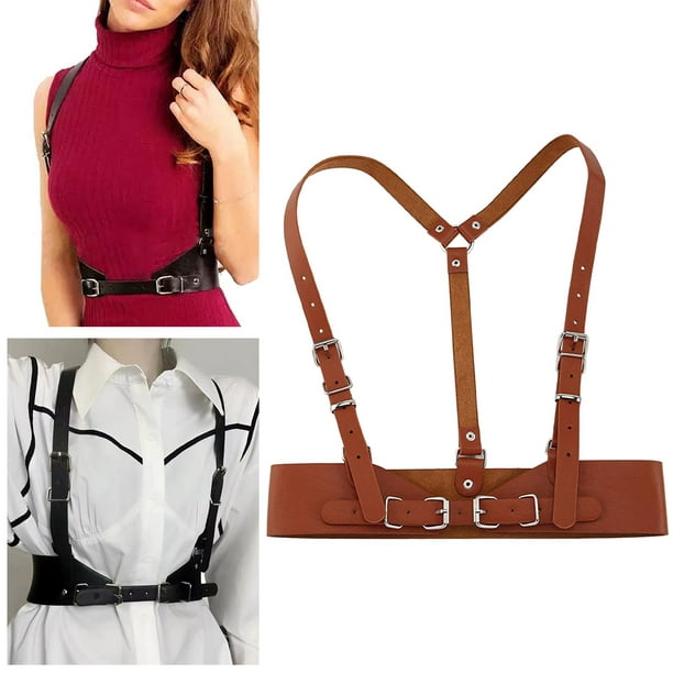 Faux Leather Women Waist Harness Belt Underbust Corset Body Waist Belt  Wedding Accessories Wide Steampunk For Dress Daily Ladies Halloween , Black