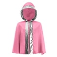 thumbnail image 2 of inlzdz Kids Boys Boxing Robe Open Front Metallic Trim Hooded Boxing Cape Cloak Pink Silver 16, 2 of 6