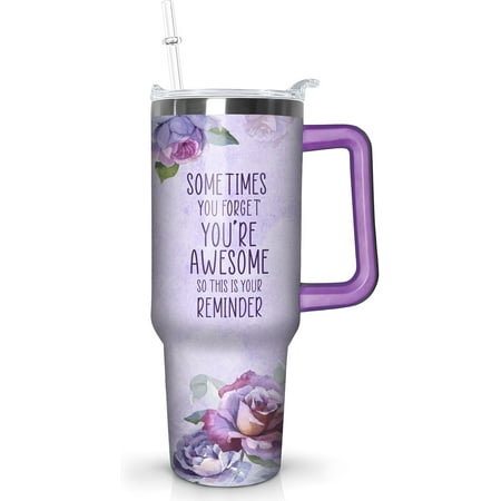 

Inspirational Christian Gifts For Women - Unique Motivational Religious Catholic Birthday Mothers Day Gifts for Her 40oz Insulated Stainless Steel Tumbler with Handle and Straw Lid Cup Mug