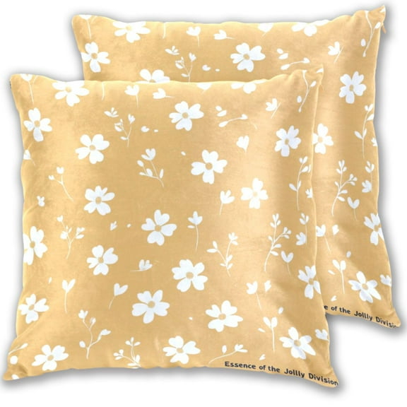 16x16 Inch Throw Pillow Covers 2-Pack - Cotton Velvet Double-Sided Print, Hidden Zipper, Machine Washable - Decorative Sofa Cushion Covers for All Seasons,Cute Tiny White Flowers