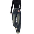 thumbnail image 2 of Pantalones vaqueros holgados de pierna ancha para mujer, estilo Harajuku, moda americana, Retro, rectos, holgados, Otoño e Invierno, 2 of 4