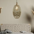 thumbnail image 4 of Woven Pendant Lamp Handwoven Rattan Pendant Light Rattan Shades Chandelier Light B, 4 of 7