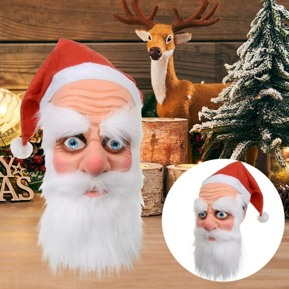 Funny Santa Mask for Halloween & Christmas Parties - Elastic Breathable Latex Costume Mask for Adults - Creepy Festive Role Play Accessory - One Size Fits Most - Perfect for Holidays & New Year