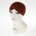 thumbnail image 3 of Mujeres señoras elástico turbante cabeza envoltura Chemo Bandana Hijab estilo indio sombrero marrón Zulema Sombrero de turbante para mujer, 3 of 4