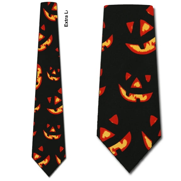 Jack O Lanterns Glowing Necktie Mens Extra Long Tie by Three