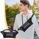 thumbnail image 1 of Riñonera ultraligera Bolsa de pecho antirrobo | Bolso cruzado invisible delgado | Bolsa de deporte de viaje resistente a los arañazos e impermeable | Cuero PU | Café marrón negro | 14.57x8.27x5.51in, 1 of 6