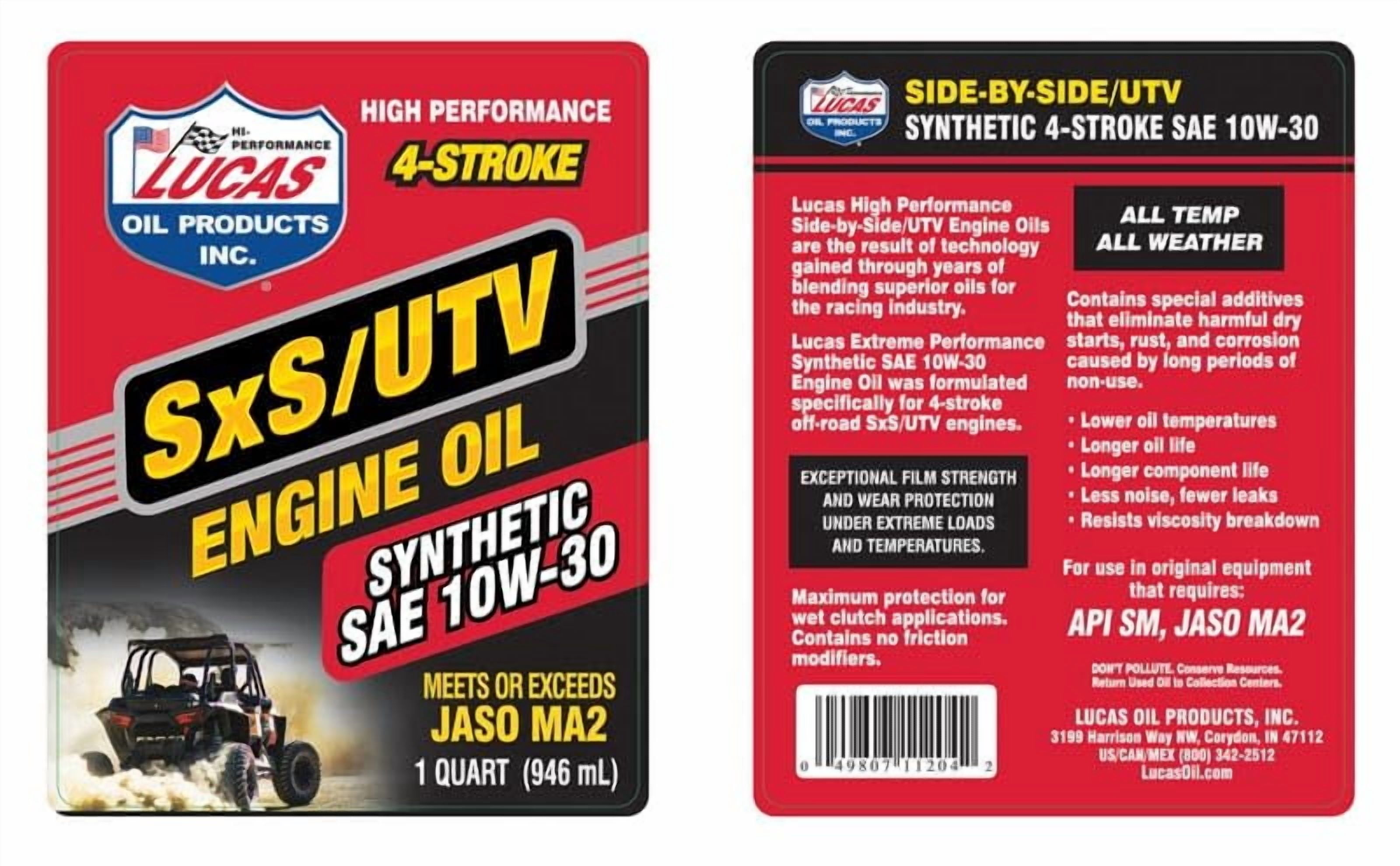 Lucas Oil SXS UTV Synthetic Engine Oil 5W50 Quart 11204
