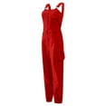 thumbnail image 4 of Sexy Dance Combinaison Pantalon Longue pour Femmes avec Ceinture et Poches, une-Pièce Ajustée Cargo, Salopette Sans Manches Rouge 5TG, 4 of 8