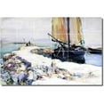 thumbnail image 1 of Ceramic Tile Mural-John Sargent Waterfront Painting 289. 36" w x 24" h using (24) 6 x 6 ceramic tiles, 1 of 3