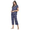 thumbnail image 2 of Casual Nights Women's Super Soft Capri Pajamas Set, Short Sleeve Button Down Shirt with Pants PJ Set with Pockets, 2 of 5