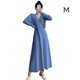thumbnail image 3 of Vestido Midi de punto de manga larga con cuello en V, suéter de Color sólido de cintura alta, fiesta de vacaciones, ropa de invierno y otoño, disfraz azul M Inevent AP008203-08, 3 of 6