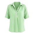 thumbnail image 7 of Stamzod Striped Tops for Women Trendy Fashion V-Neck Short Sleeve T-Shirts Plus Size Dressy Casual Blouses Green C M, 7 of 7