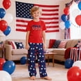 thumbnail image 4 of HTHLVMD Family Matching Sleepwear, Usa Patriotic Pajamas, Usa Flag Letter Dark Blue Star Short Sleeve Family Matching Pajamas Set, Crew Neck 2pcs Patriotic Home Loungewear, 12 Months, 4 of 4
