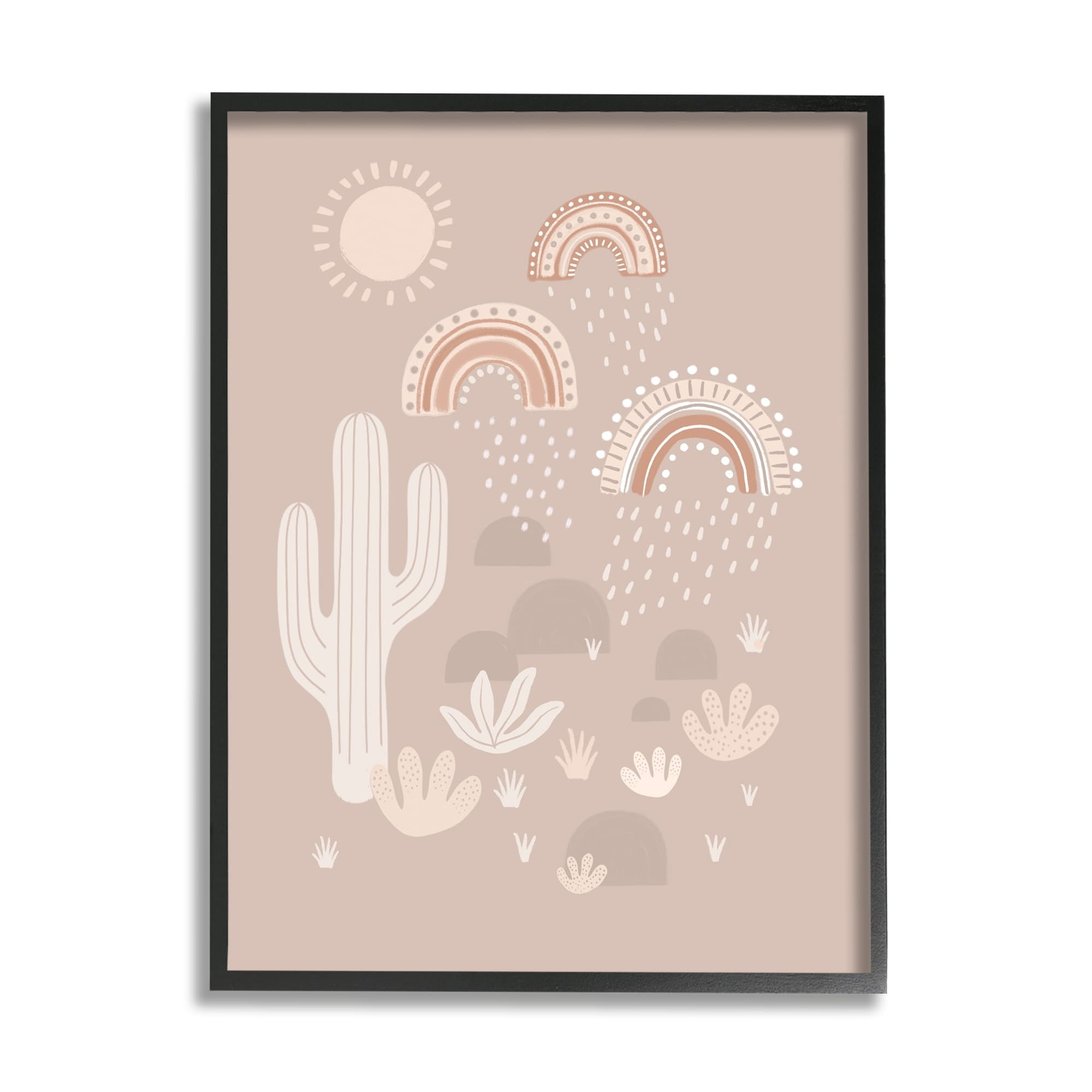 Stupell Industries Muted Desert Landscape Triple Rainbow Soft Cactus , 24 x 30, Designed by Nancy McKenzie