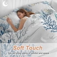 thumbnail image 3 of Ocean Life Full Size Comforter Set, Light Yellow Shell Navy Coral Starfish Conch Bedding for All Seasons, 4 Pcs Bed Set, 1Quiltcover (86"x86") ,1Sheet(80"x116"), 2Pillowcases (30"x20"), 3 of 9