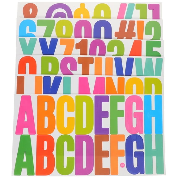 Adhesive Alphabet Number Stickers for DIY Crafts with Assorted Colors and Design 6 Sheets