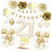 SKYSONIC 40th Birthday Decorations for Women Retro Birthday Balloons, Happy 40th Banner, Cake Topper, Pom Pom, Rose Number 40 Balloon for Her 40th Birthday Party Supplies