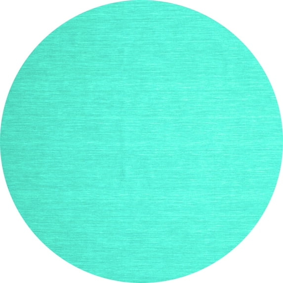 Ahgly Company Machine Washable Indoor Round Abstract Turquoise Blue Contemporary Area Rugs, 4' Round