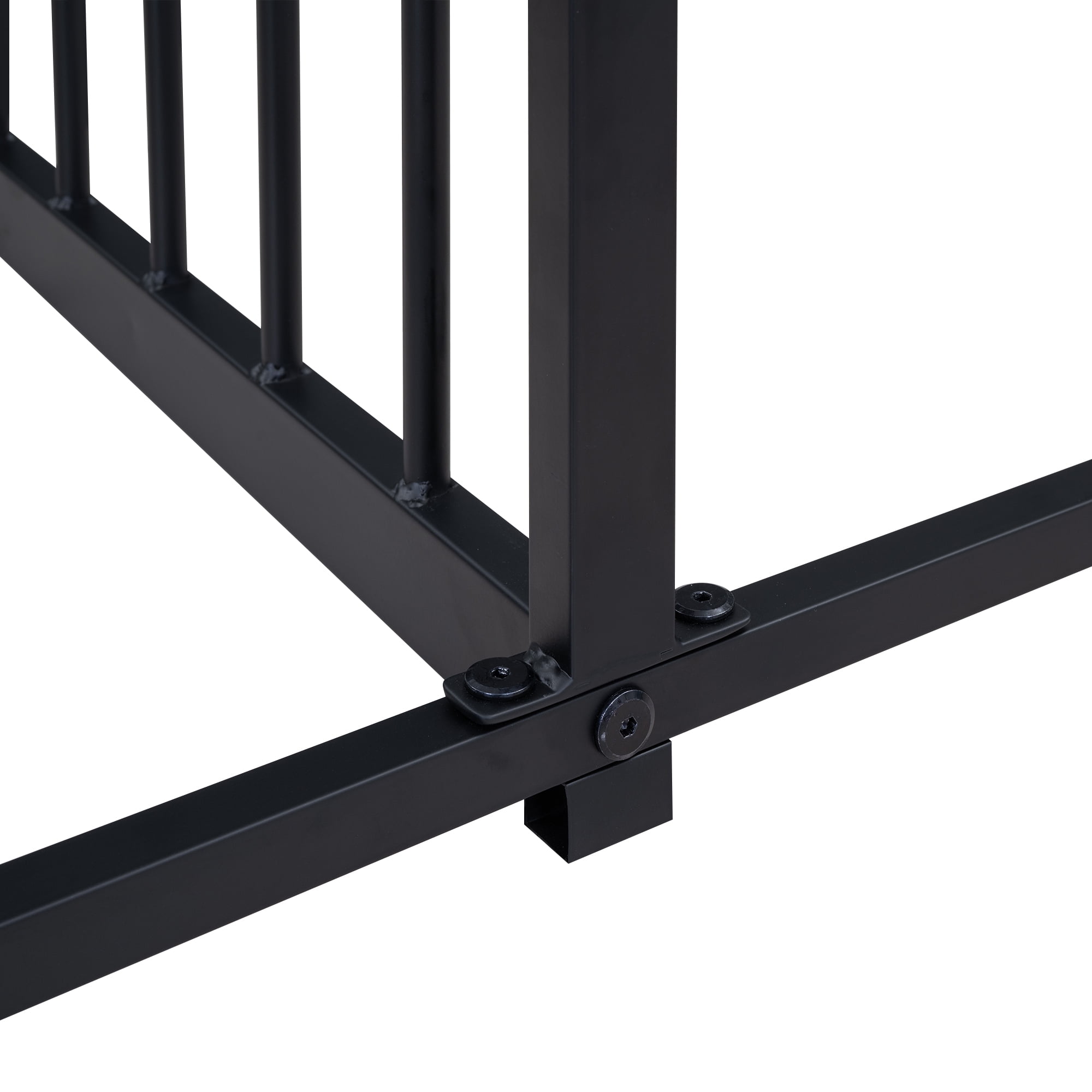 Euroco Metal Twin Size House Canopy Bed, 2-in-1 Beds for Kids Room, Black
