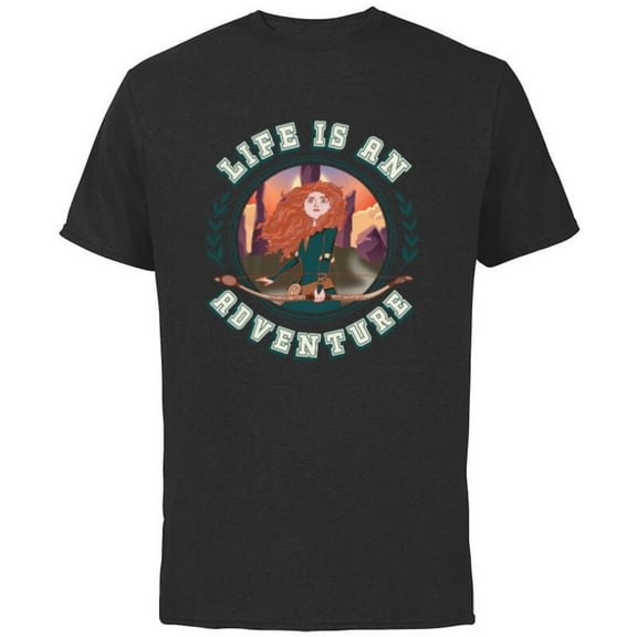 Disney Princess Merida Brave Life is an Adventure 2024 - Short Sleeve Cotton T-Shirt for Adults - Customized-Black