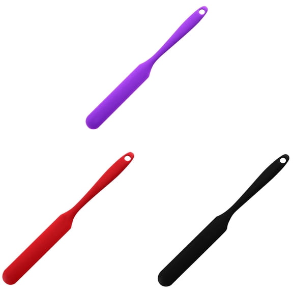 3 Pcs Silicone Jar Spatula Set - Long Handle Nonstick Tool for Peanut Butter,Jam,Cake Decorating | Batter Mixing Blade,Flexible Baking & Cooking Utensil(Purple)