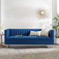 thumbnail image 6 of Tufted Sofa, Velvet, Blue Navy, Modern Contemporary Urban Design, Living Lounge Room Hotel Lobby Hospitality, 6 of 8