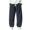 thumbnail image 1 of ameIAEA Mens Corduroy Pants Drawstring Lounge Pants with Pockets Straight-Leg Baggy Trousers, 1 of 4