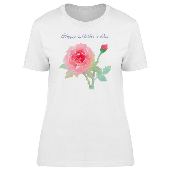 Happy Mother Day Watercolor Rose T-Shirt Women -Image by Shutterstock, Female XX-Large
