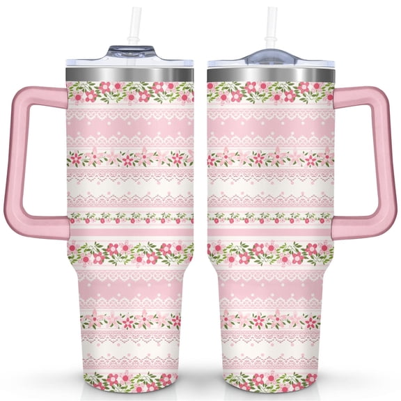 40oz Tumbler with Handle & Straw, Stainless Steel Insulated Cup, Leak Proof Travel Mug, Keeps Drinks Hot/Cold,Coffee Cup, Gifts for Women Men