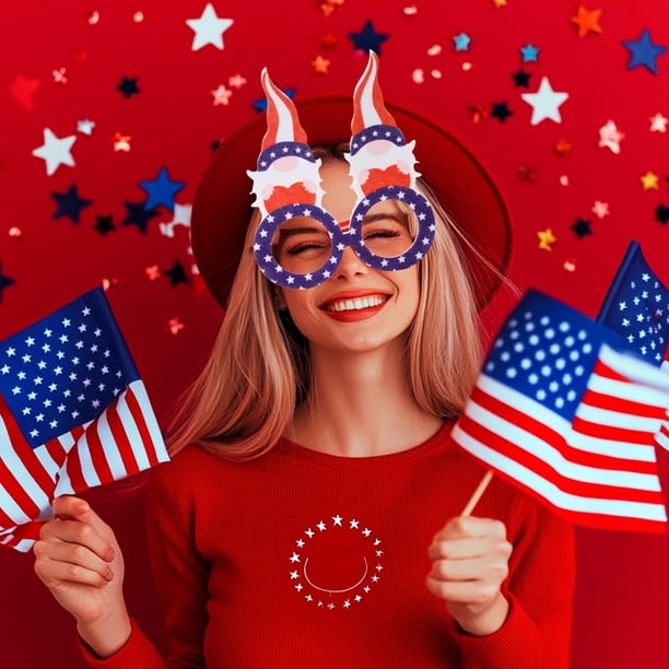Independence Day Themed Party Decoration Glasses Dress Up With Letters Hat Flag Glasses Frame Independence Day Party Glasses Suitable For Independence Day